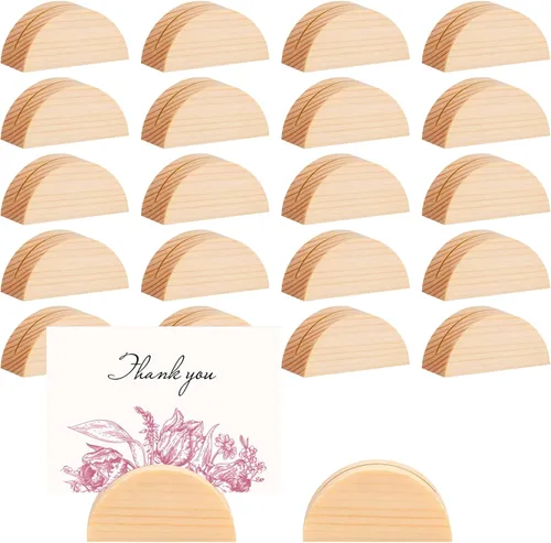 Miniatura 8 de 24 soportes de madera dorada para números de mesa, tarjeteros de madera que incluyen calcomanías adhesivas sin rastro, soportes de tarjetas
