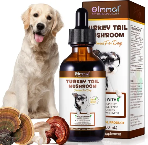 Hongo de cola de pavo para perros, mezcla de hongos, cúrcuma y probiótico para apoyo inmunológico, digestivo y articular, cola de pavo para perros,
