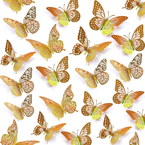 Miniatura 23 de SAOROPEB Decoración de pared de mariposa 3D, 48 piezas, 4 estilos, 3 tamaños, decoraciones de cumpleaños de mariposa, decoraciones de fiesta