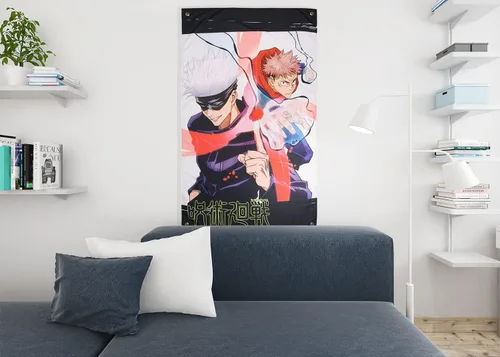 Miniatura 6 de JUST FUNKY Jujutsu Kaisen Tapiz JJK Manga Arte de pared Anime Decoración Satoru Gojo y Yuji Itadori 30 x 50 pulgadas