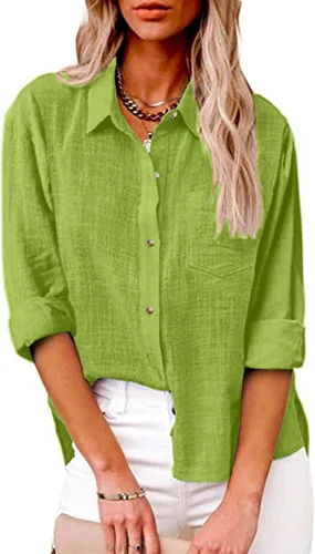 Miniatura 149 de SMIDOW Camisa de algodón y lino con botones para mujer