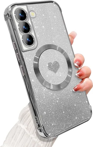 Miniatura 15 de ZONRW Funda magnética para Samsung Galaxy S22 Plus, para mujeres y niñas, chapado de lujo suave, con purpurina degradada, lindo corazón, compatible