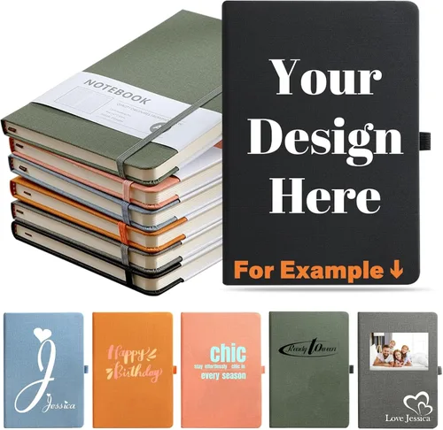 Cuaderno personalizado, puede grabar logotipo, texto/imagen, cuaderno A5 personalizable, diario diario para escritura, 192 páginas rayadas de 8.3 x