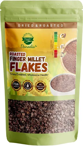 Miniatura 16 de Danodia Foods Ragi Jaggery Choco Flakes 250g/8.8 oz, Cereal de desayuno de mijo dedo con sabor a chocolate Jaggery inspirado en la India, cereal
