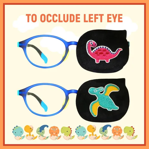 Miniatura 6 de Astropic 2 parches de ojos para niños Parche de ojo de dinosaurio para niños para gafas Parches médicos para ojos para niños con ojo perezoso