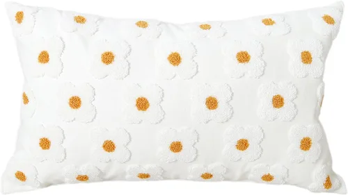 Miniatura 12 de DECOBIRD Funda de almohada bordada de 18 x 18 pulgadas, diseño floral beige, decoración del hogar, funda de almohada bordada de lona de algodón