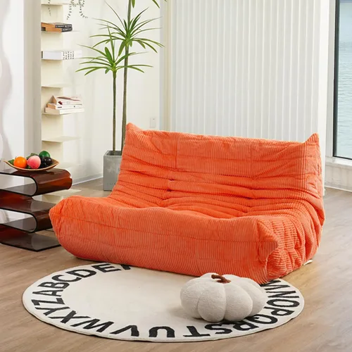 Miniatura 11 de N&V Fireside Sofá de Dos Plazas, Sofá de Piso Tamaño Twin de Mediados de Siglo sin Brazos, Silla Lounge de Piso de Pana Premium Suave, Silla de Jade