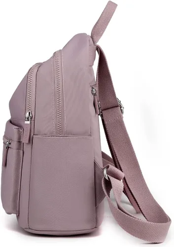 Miniatura 3 de Collsants Pequeña mochila de nailon para mujer, ligera, mini mochila de viaje, Rosado, Mochila de moda