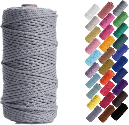 Miniatura 20 de HAPYLY - Cuerda de algodón natural para macramé, de 0.118 pulgadas x 109 yardas, cuerda de algodón de colores para manualidades, tejer, colgar