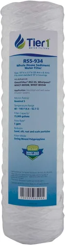 Miniatura 17 de Tier1 Cartucho de repuesto de filtro de agua para sedimentos de polipropileno enrollado de 50 micrones, 10 x 2.5 pulgadas, compatible con Pentek