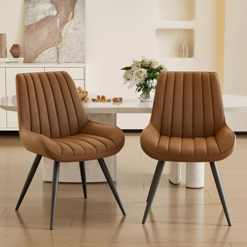 Miniatura 20 de Juego de 4 sillas de comedor modernas de mediados de siglo, tela tapizada con cojín suave, color gris claro Gris claro (tela)