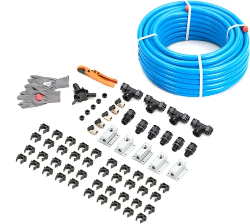 Miniatura 12 de Shop Air Line Kit de 3/4 pulgadas x 200 pies, kit de manguera de tubo de compresor de aire de aluminio HDPE para garaje con bloque de pliegue Negro