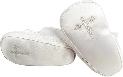 Miniatura 2 de Zapato de bautizo de satén para niñas con cruz celta y roseta