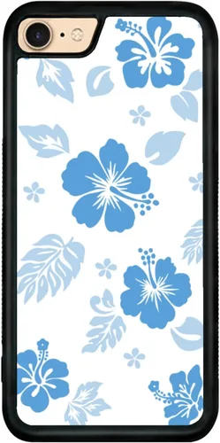 Miniatura 121 de Funda para iPhone 8 Plus y iPhone 7 Plus, linda funda Kawaii azul hibisco hawaiano floral estética floral para niñas preppy mujeres
