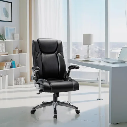 Miniatura 2 de Silla de oficina ejecutiva de cuero, silla de oficina ergonómica con soporte lumbar ajustable, silla de escritorio de computadora con respaldo alto