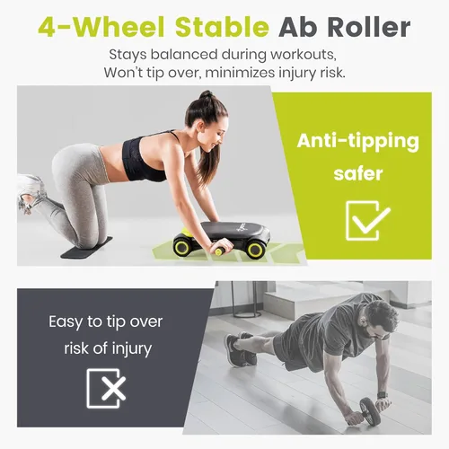 Miniatura 4 de WONDER CORE Slide Fit, tabla de rodillo abdominal con 4 ruedas, rueda abdominal automática de rebote para entrenamiento del core