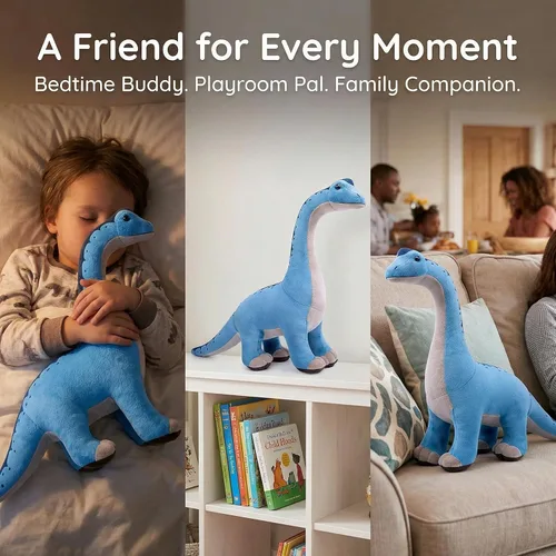 Miniatura 3 de Juguete de peluche de dinosaurio de Brachiosaurus de simulación, dinosaurio tiranosaurio Rex, juguetes de peluche de animales suaves, regalos