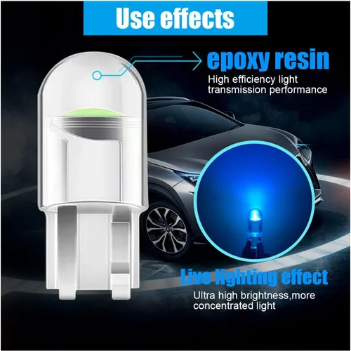 Miniatura 5 de Paquete de 30 bombillas LED para coche 194, 0.36W 12V T10 6000K luces interiores, bombillas LED COB 168 2825 W5W cuña, reemplazo universal para luz