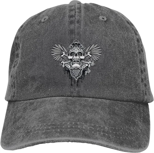 Miniatura 9 de Cowboy Hat Trendy Hats for Man and Women Djustable Four Season Outdoor Baseball Cap of Hell Skull with Angel Deep Heather