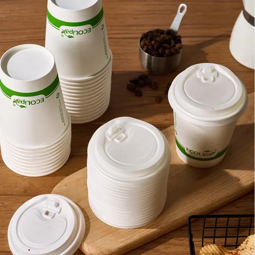 Miniatura 6 de ECOLipak 200 tazas de café de papel compostables de 8 onzas, tazas de café desechables biodegradables con tapa CPLA, tazas de bebida caliente 8 oz