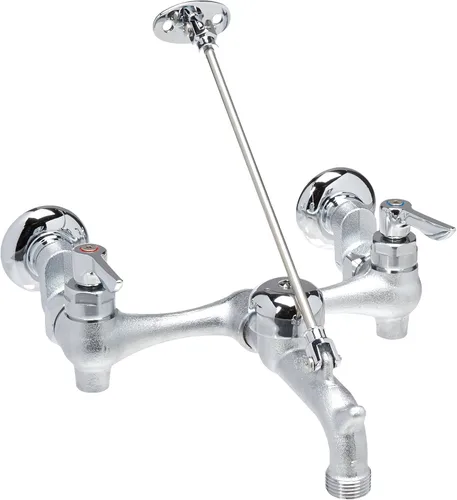 American Standard Top Brace - Grifo de fregadero de servicio de montaje en pared con boquilla de interruptor de vacío de 6 pulgadas y vástagos Cromo