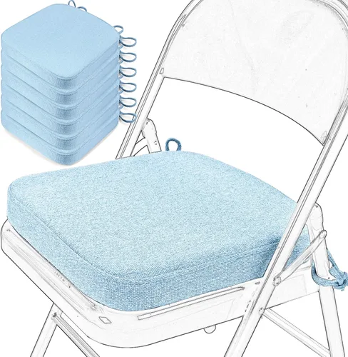 Miniatura 41 de SINOSSO Cojín de espuma viscoelástica para silla plegable, 1 unidad, almohadilla cuadrada gruesa de 2 pulgadas para silla de cocina con lazos, cojín