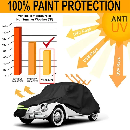 Miniatura 6 de YIXIN Fundas impermeables para coche para Volkswagen Beetle Bug Sedan 1960-1980, cubiertas de coche 190T, ajuste al cliente, correa resistente al