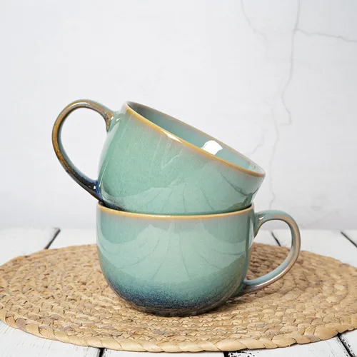 Miniatura 6 de Bosmarlin Juego de 2 tazas de café grandes de cerámica, 23 onzas, tazones de sopa jumbo con asas, aptos para lavavajillas y microondas