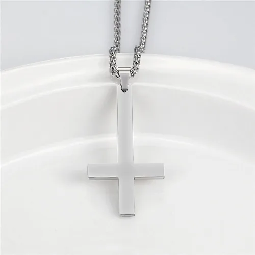 Miniatura 97 de PROSTEEL Satanic Jewelry Upside Down Cross Necklace for Men Women, 316L Stainless Steel/925 Sterling Silver Inverted Cross/Leviathan Cross Pendant