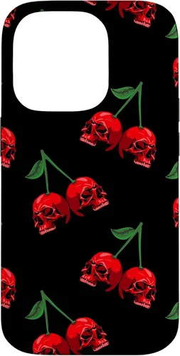 Miniatura 17 de Cute Cherry Skull Pattern Red Scary Skulls Black Background Case for iPhone 17