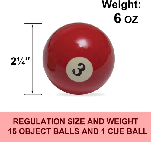 Miniatura 3 de Billiard Balls Set 2-1/4" Regulation Size Pool Table Balls for Replacement (16 Resin Balls)