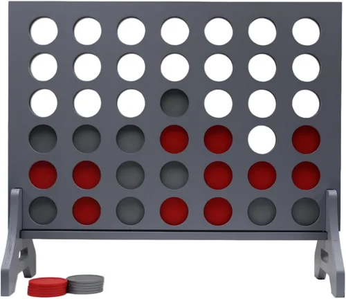 Miniatura 85 de Juego gigante 4 en una fila para familia y adultos – Tailgating Pros Jumbo de madera gris cuatro en una fila juego de patio para interiores