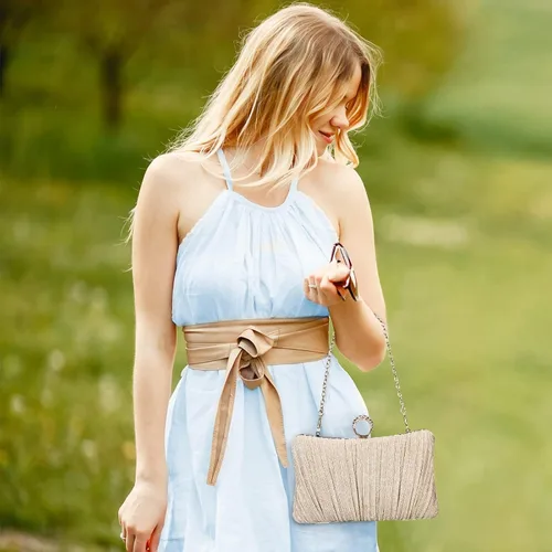 Miniatura 8 de Tanpell Elegante bolso de noche plisado con purpurina para mujer, bolso formal para novia, boda, graduación, cóctel, fiesta, bolsos