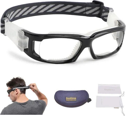 Miniatura 17 de SooGree Gafas deportivas para niños, gafas protectoras, gafas de seguridad ocular, reemplazables a lentes graduadas de 8 a 16 años Marco negro rojo