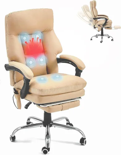 Miniatura 16 de HOMREST Silla de oficina ergonómica con masaje de 6 puntos y calefacción, sillas de escritorio ejecutivas ajustables con reposapiés retráctil, silla