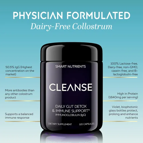 Miniatura 4 de CLEANSE Calostro sin lácteos IgG 50.5% IgG Potente apoyo inmunológico concentrado Desintoxicación diaria de la salud intestinal, energía