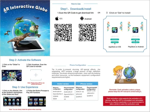 Miniatura 8 de Globo Terráqueo Iluminado AR para Niños - Mapa Colorido Reescribible de Fácil Lectura y Alta Claridad, Juguete Educativo Interactivo STEM, Lámpara