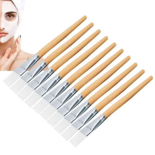 Miniatura 4 de 10 cepillos de máscara facial, aplicador de lodo de pelo suave, herramienta de cuidado de la piel DIY con mango de madera
