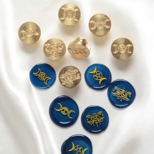 Miniatura 4 de Triskelion, triquetra, vector, diosa, pentáculo, árbol de la vida en triple luna, sello de cera para invitación de boda, tarjetas, cartas, envoltura