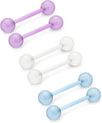 Miniatura 8 de Ftovosyo - Retenedor recto de aro para lengua o pezón calibre 14 G de 5/8 de pulgada (16 mm) que brilla en la oscuridad, de acrílico flexible; joyas