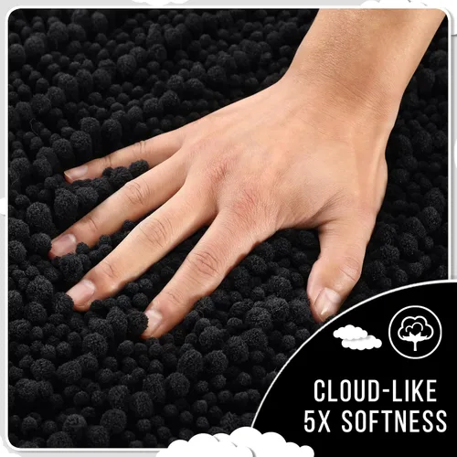 Miniatura 5 de Yimobra Alfombras de Baño Antideslizantes Lavables - Alfombra de Baño de Chenilla Ultra Suave Absorbente, Alfombra Peluda de Secado Rápido para Negro