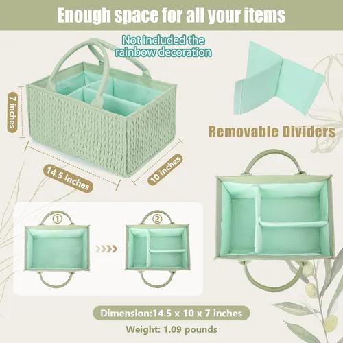 Miniatura 4 de MOMINSIDE Organizador de pañales para bebé, cesta de bebé, almacenamiento de guardería, mesa cambiadora portátil, organizador de auto para niñas