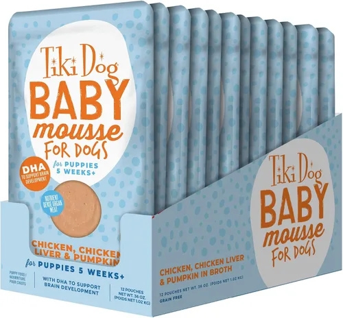 Miniatura 2 de Tiki Dog Baby Mousse - Comida húmeda para perros, pollo, bolsa de 3 onzas (12 unidades)