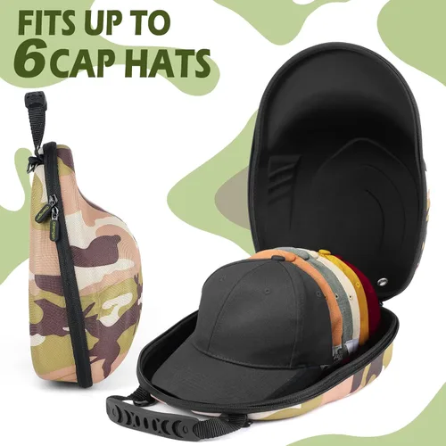 Miniatura 4 de Glamgen Funda rígida de viaje para gorras, funda para gorras de béisbol, bolsa de almacenamiento para 6 sombreros, organizador de sombreros con Caso
