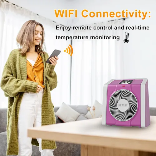 Miniatura 5 de HEATIT Calentador de espacio con control remoto para interiores, pantalla digital con termostato, que contiene plasma y ozono, temporizador de 1-12