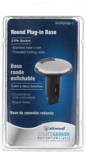 Miniatura 10 de Attwood 910R2PSB-7 LightArmor™ Serie 910R Base de luz redonda enchufable - para luz de poste completo, 2 pines, cubierta de acero inoxidable negra