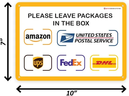 Miniatura 4 de IGNIXIA Letrero de entrega de paquetes para el hogar Amazon Leave Packages Here Sign for FedEx, Amazon, DHL, UPS, USPS - Resistente a