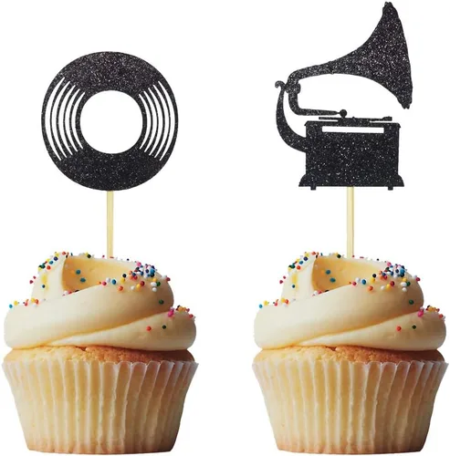 Miniatura 5 de Morndew 24 adornos para cupcakes de tambor para fiesta de música, baby shower, fiesta de cumpleaños, decoración de fiesta de boda