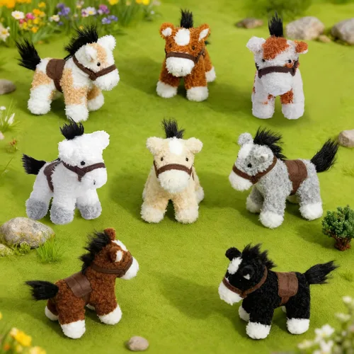 Miniatura 2 de HollyHOME 8 piezas de caballos de peluche, caballos mini de peluche a granel, caballos de peluche para fiestas temáticas de animales, cumpleaños