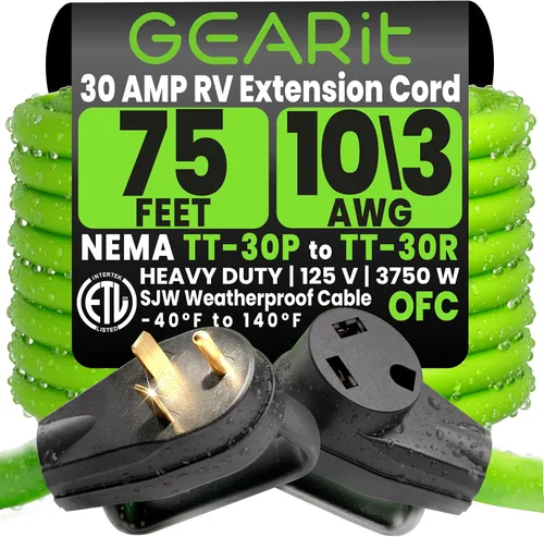 Miniatura 13 de GEARit Cable de extensión RV de 30 amperios de 30 pies, 10/3 STW 30 Amp Cable de alimentación RV 125V 3750W NEMA TT-30P a TT-30R, 3 clavijas